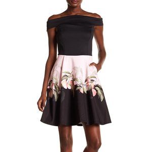 Ted Baker Peach Blossom Bardot Dress, Size 3